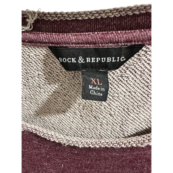 π 2/$20 πRock Republic Maroon Distressed Sweatshirt, Silver Button Accent sz X - Picture 4 of 9